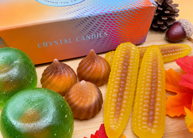 The Harvest Collection crystal candy gift box with caramel apple, hazelnut and kettle corn kohakutou pieces